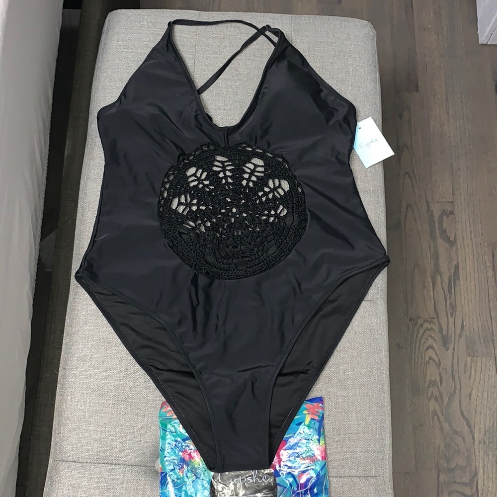 Cupshe crocheted black one piece swimsuit